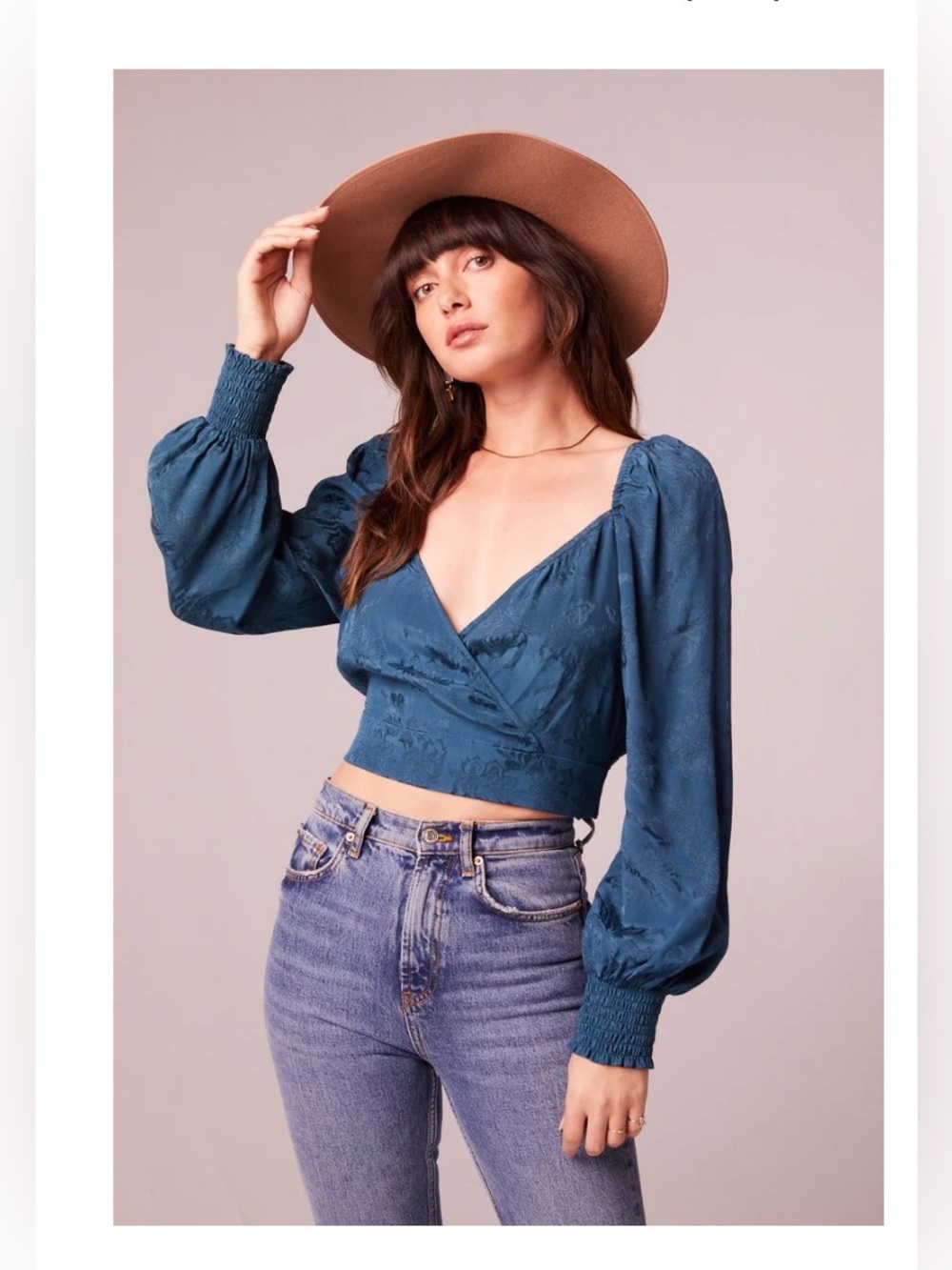 Band of the Free Camille Crossover Crop Top in Deep Teal. NWT